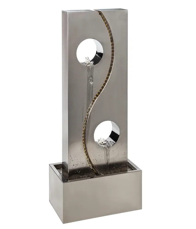 Dehner Shanghai Gartenbrunnen Edelstahl LED 101 cm grau