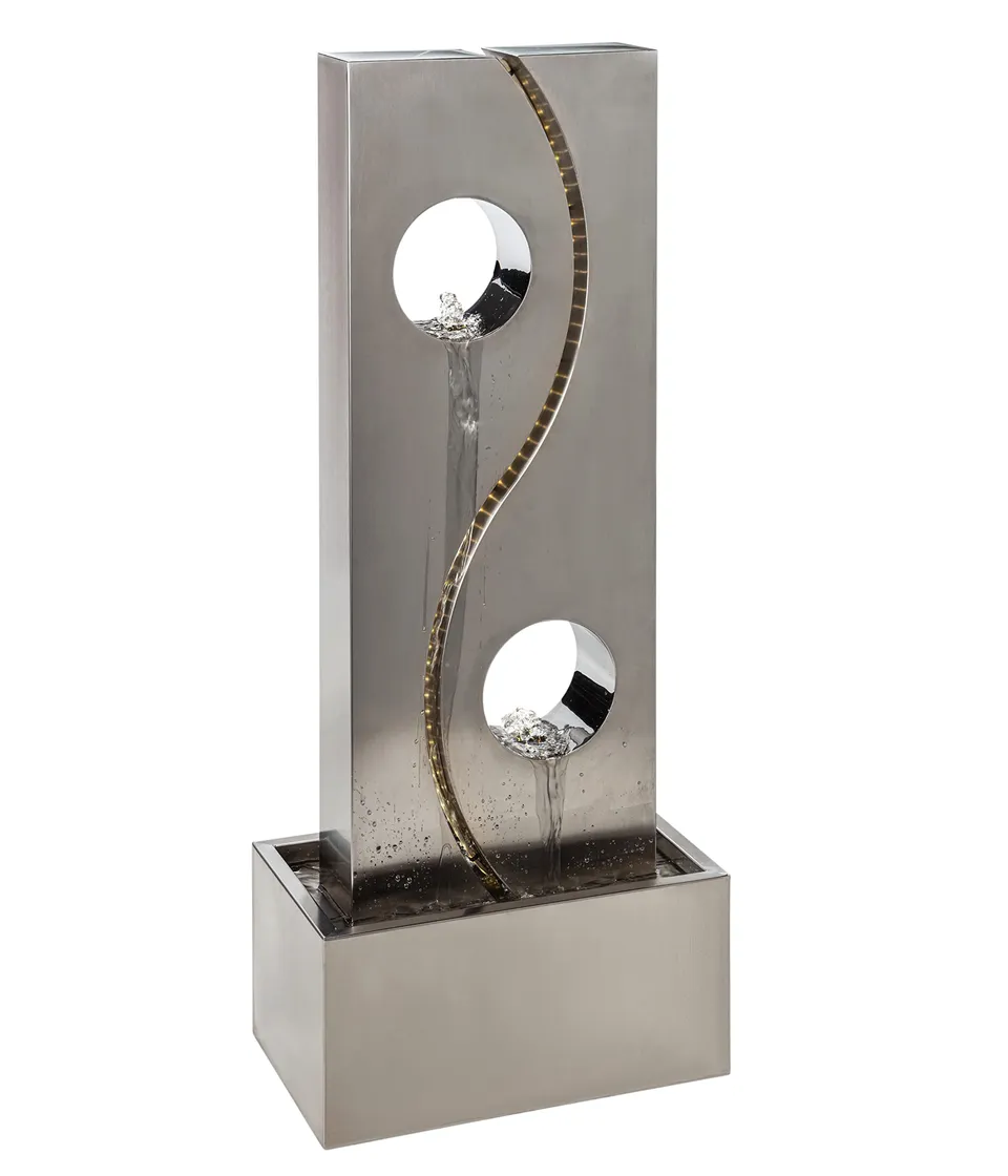 Dehner Shanghai Gartenbrunnen Edelstahl LED 101 cm grau