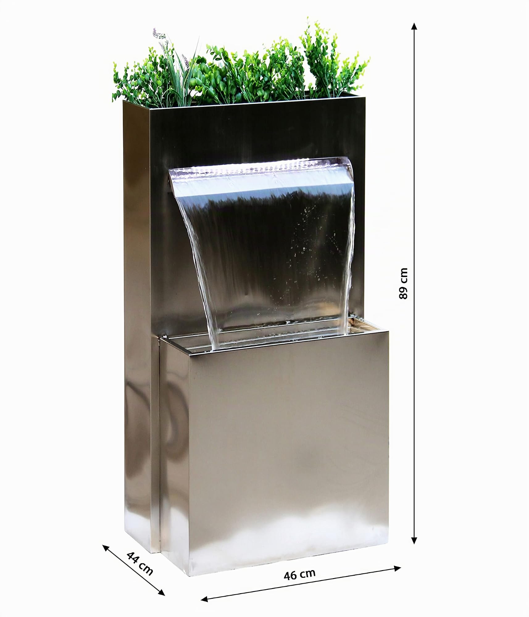 Dehner Gartenbrunnen Dallas 89x46x44 cm Edelstahl LED silber