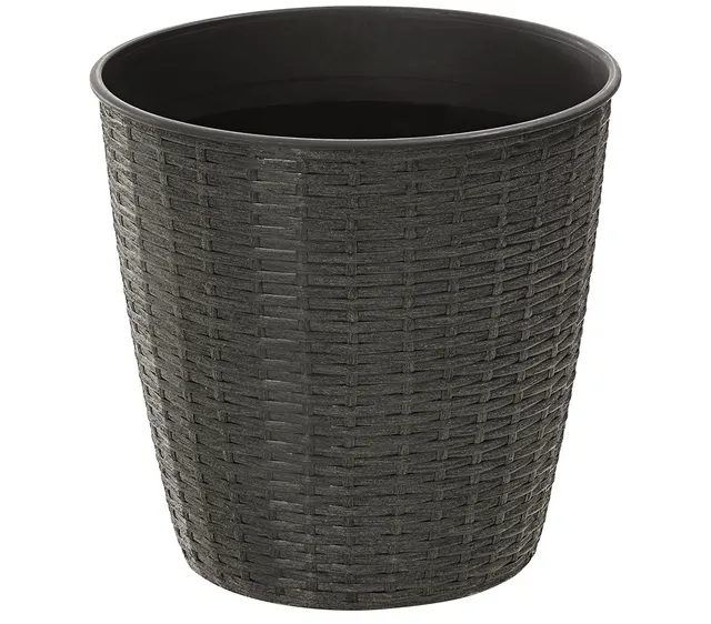 Dehner Kunststofftopf Polyrattan schwarz Pflanztopf 32cm