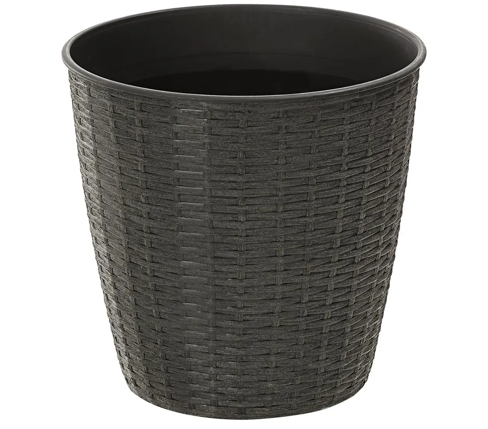 Dehner Kunststofftopf Polyrattan schwarz Pflanztopf 32cm