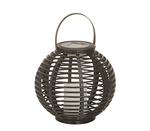Dehner Solarlaterne Polyrattan 20 cm LED-Flackerkerze braun