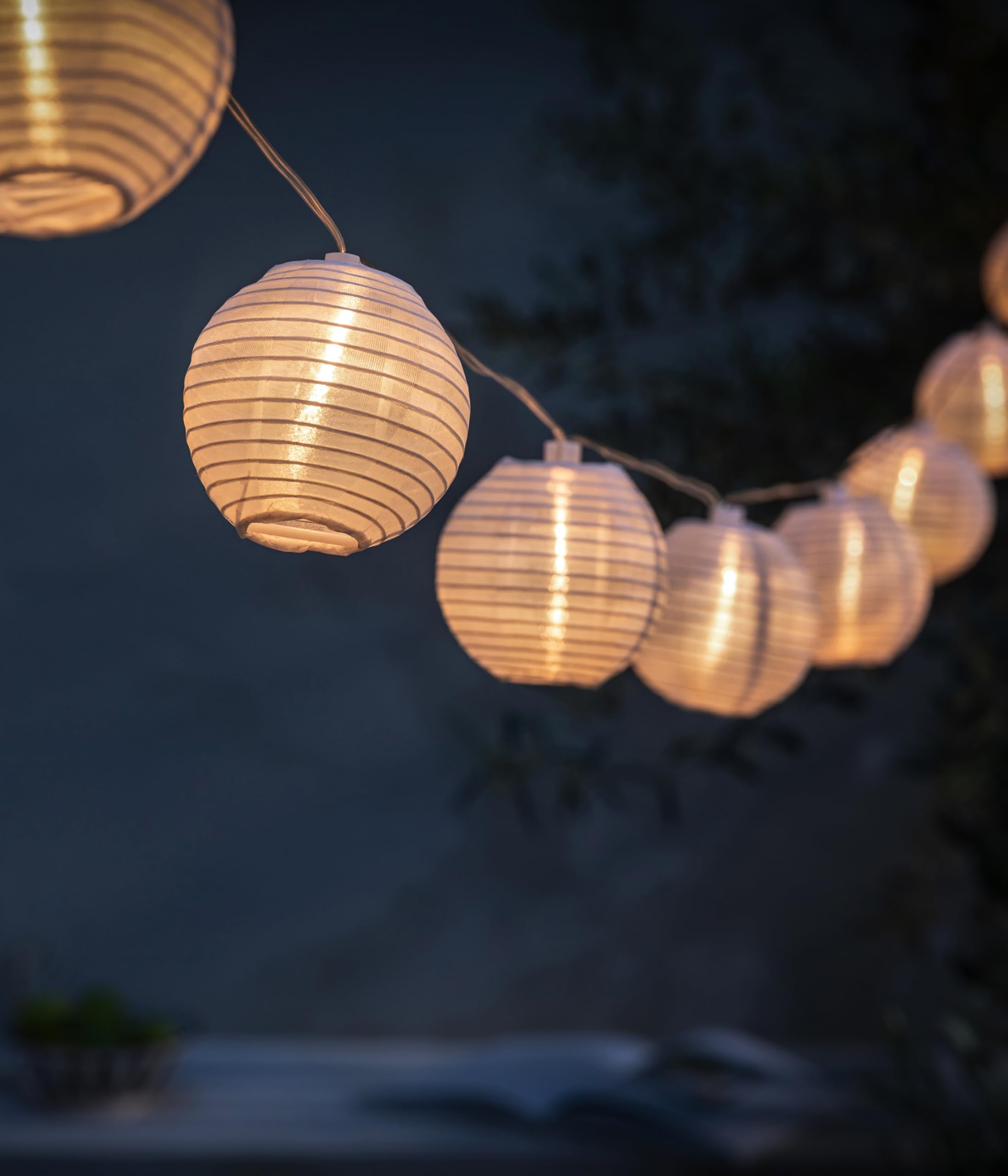 Dehner Lampion Solar-Lichterkette 240 cm weiß Nylon