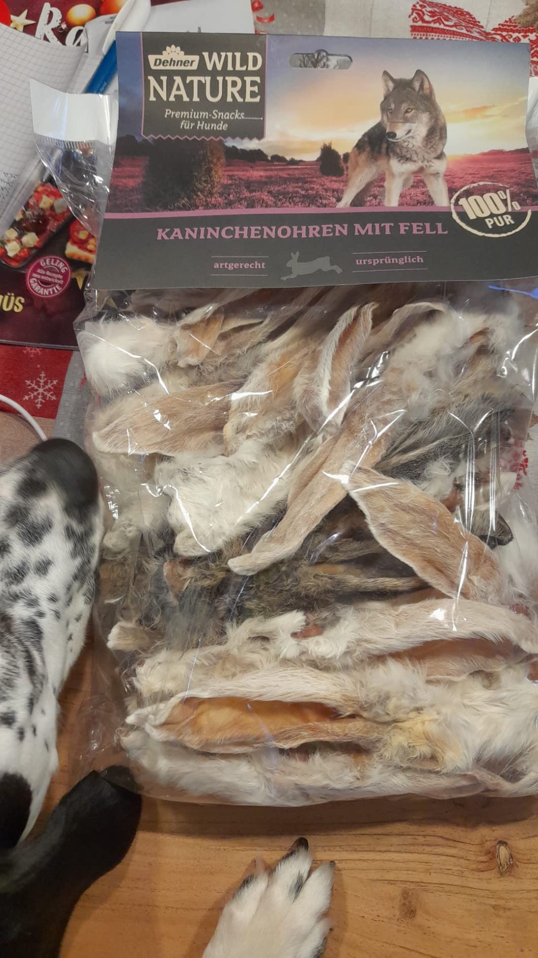 Dehner Wild Nature Kaninchenohren mit Fell Hundesnack 500g glutenfrei