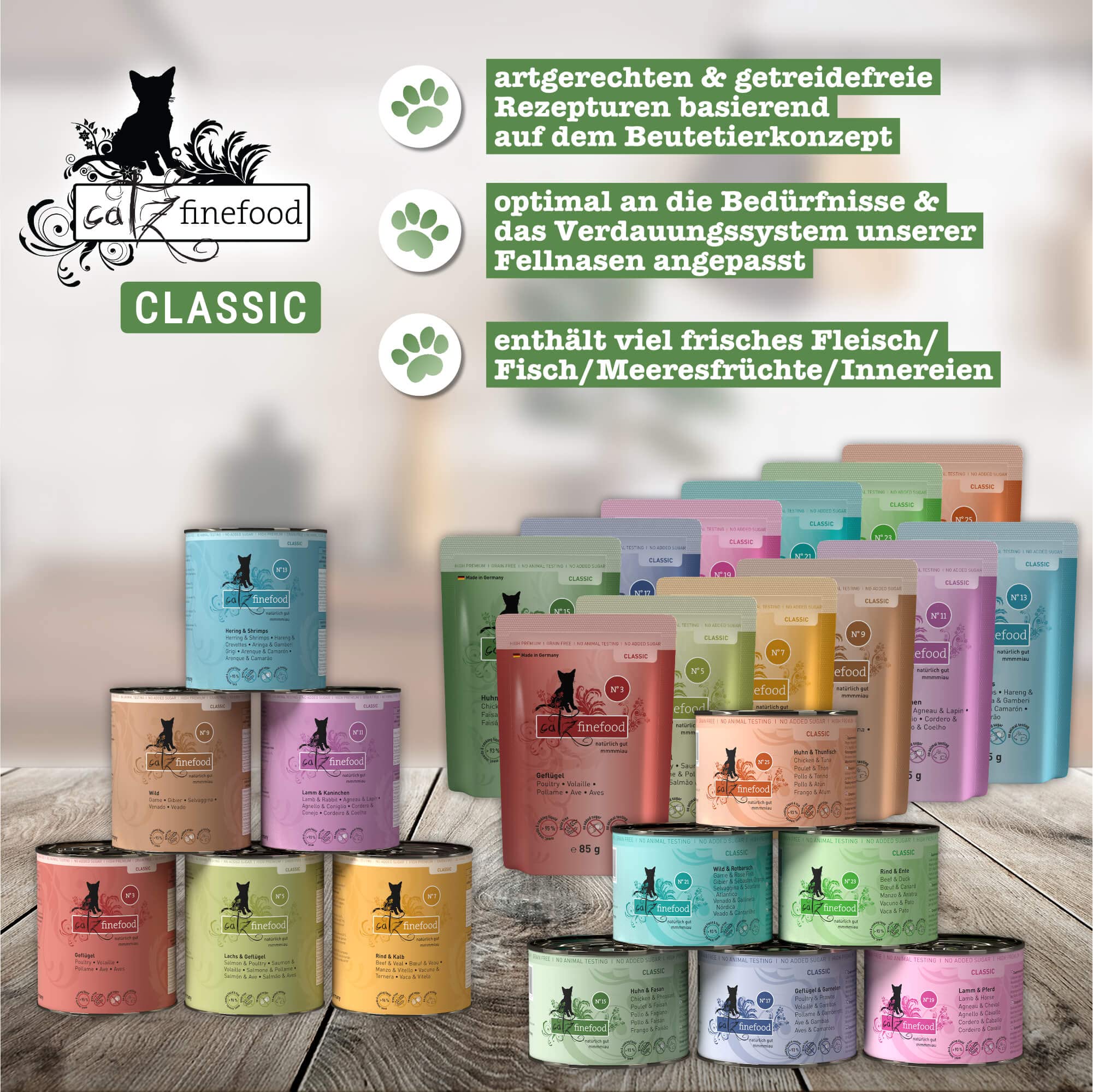 catz finefood N°15 Huhn & Fasan Nassfutter 6x800g getreidefrei