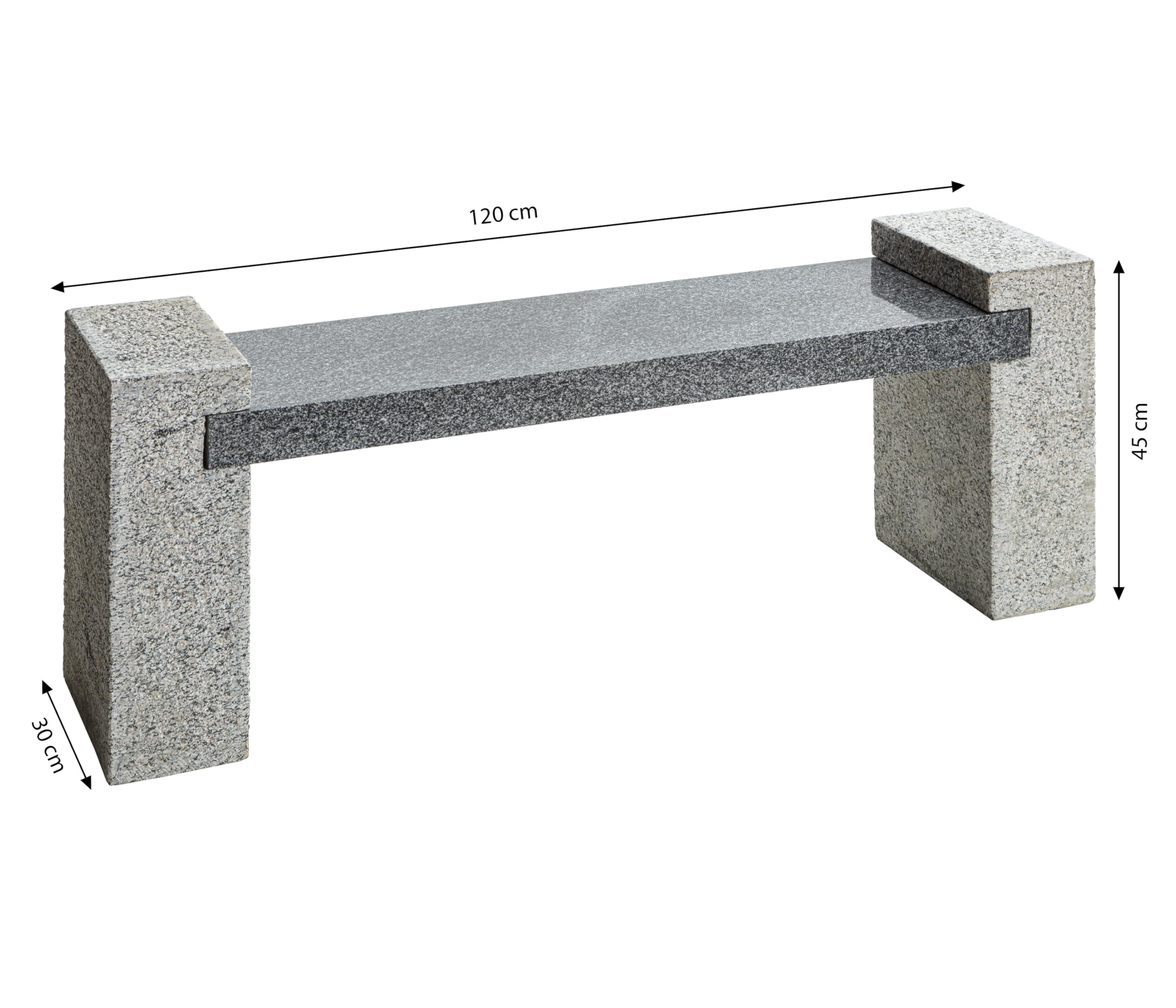 Dehner Granit Gartenbank 2-Sitzer 120 cm hellgrau