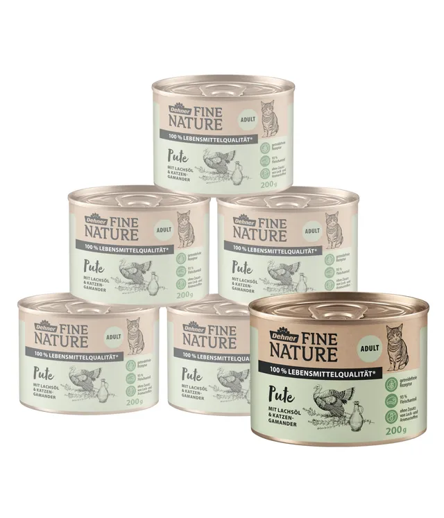 Dehner Fine Nature Pute Nassfutter 6x200g getreidefrei Adult