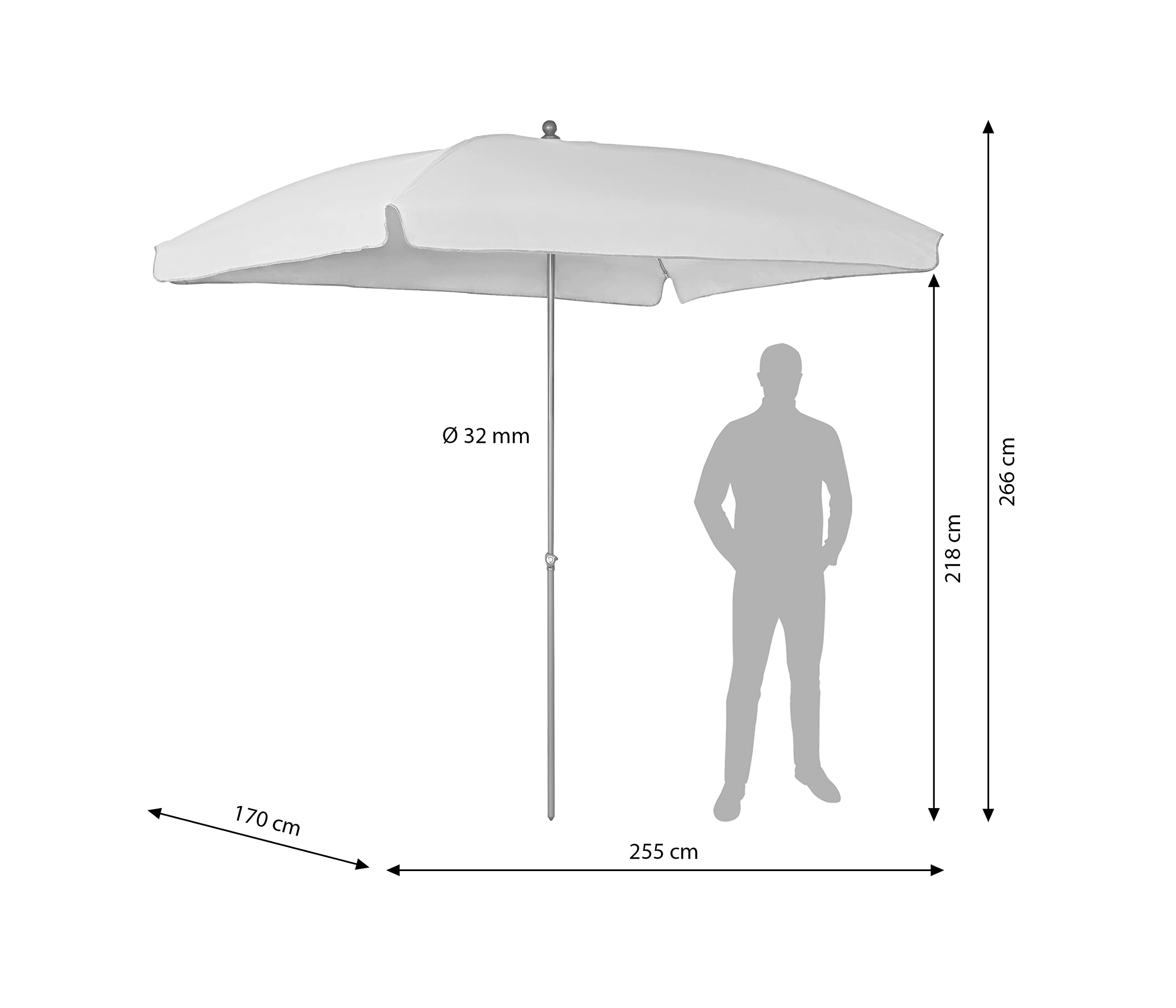 Dehner Keros Sonnenschirm beige 170x255 cm UV 80+