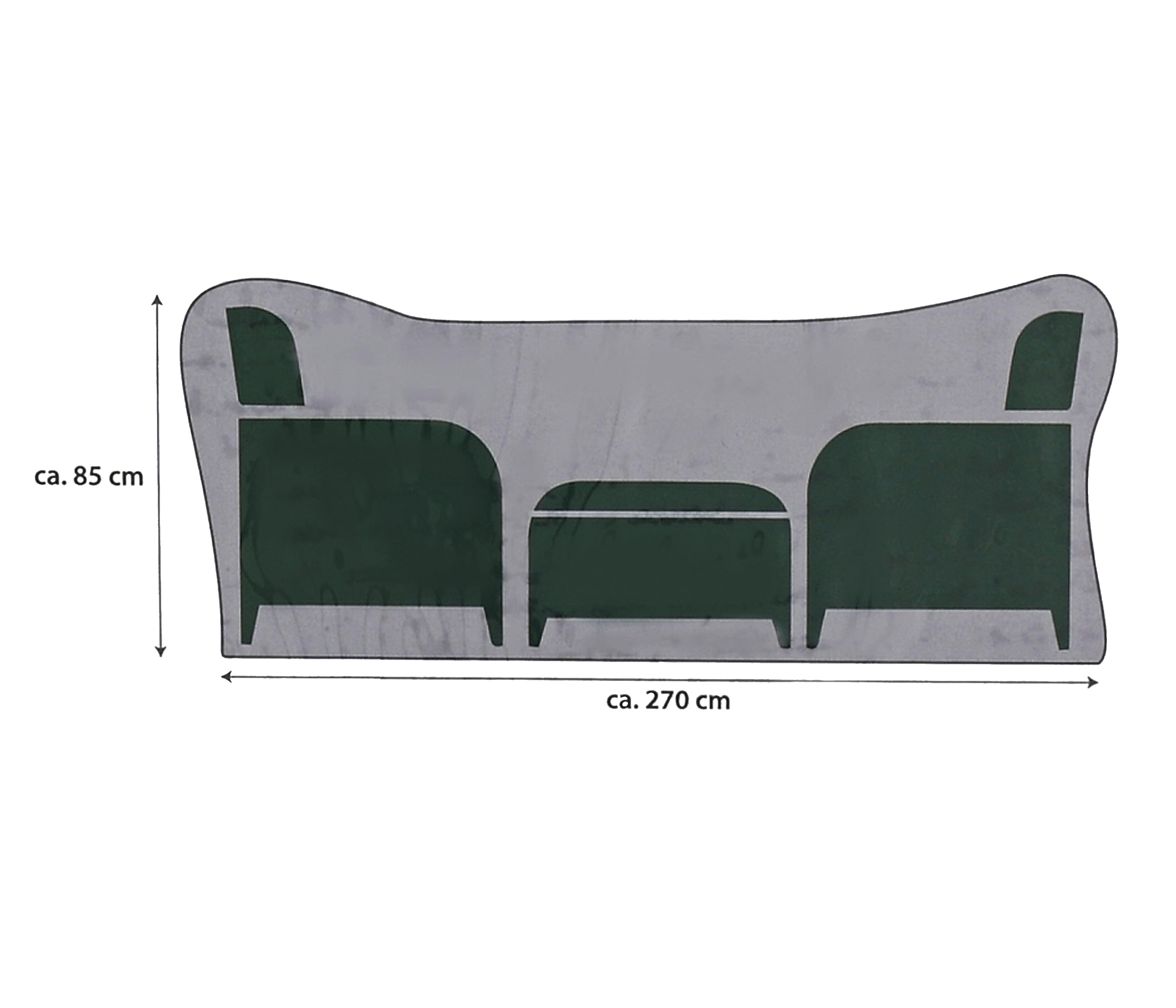Dehner Abdeckung Sitzgruppe 270x85x210cm Polyester grau wasserabweisend