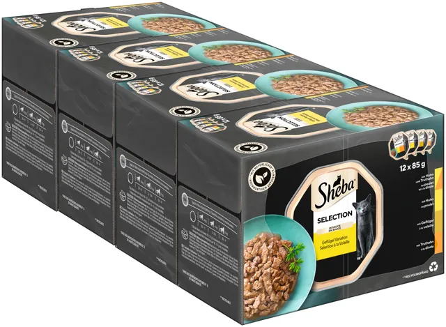 Sheba Selection Geflügel Katzennassfutter 72x85g Sauce