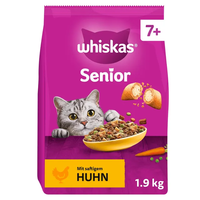 Whiskas Classic Senior Trockenfutter Huhn 4x1,9kg 7+