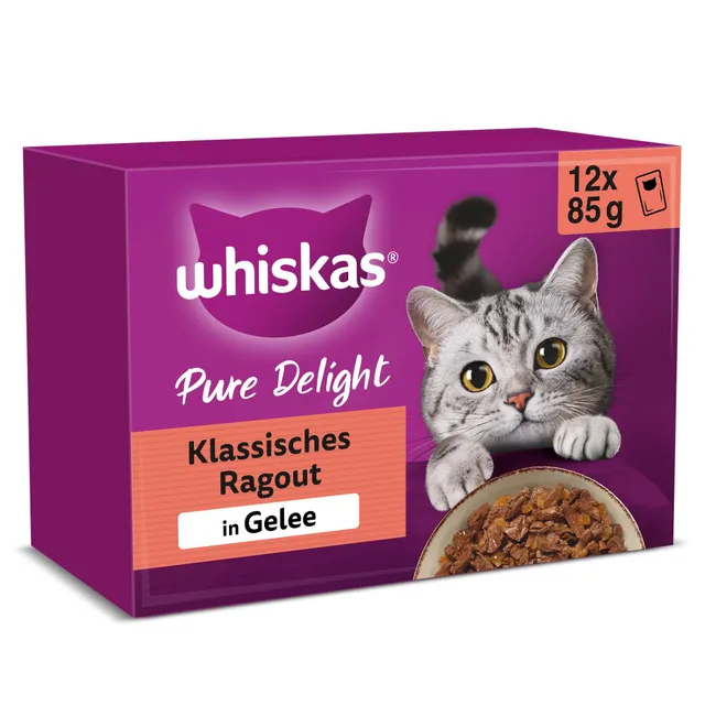 Whiskas Pure Delight Nassfutter Gelee Klassisches Ragout 12x85g