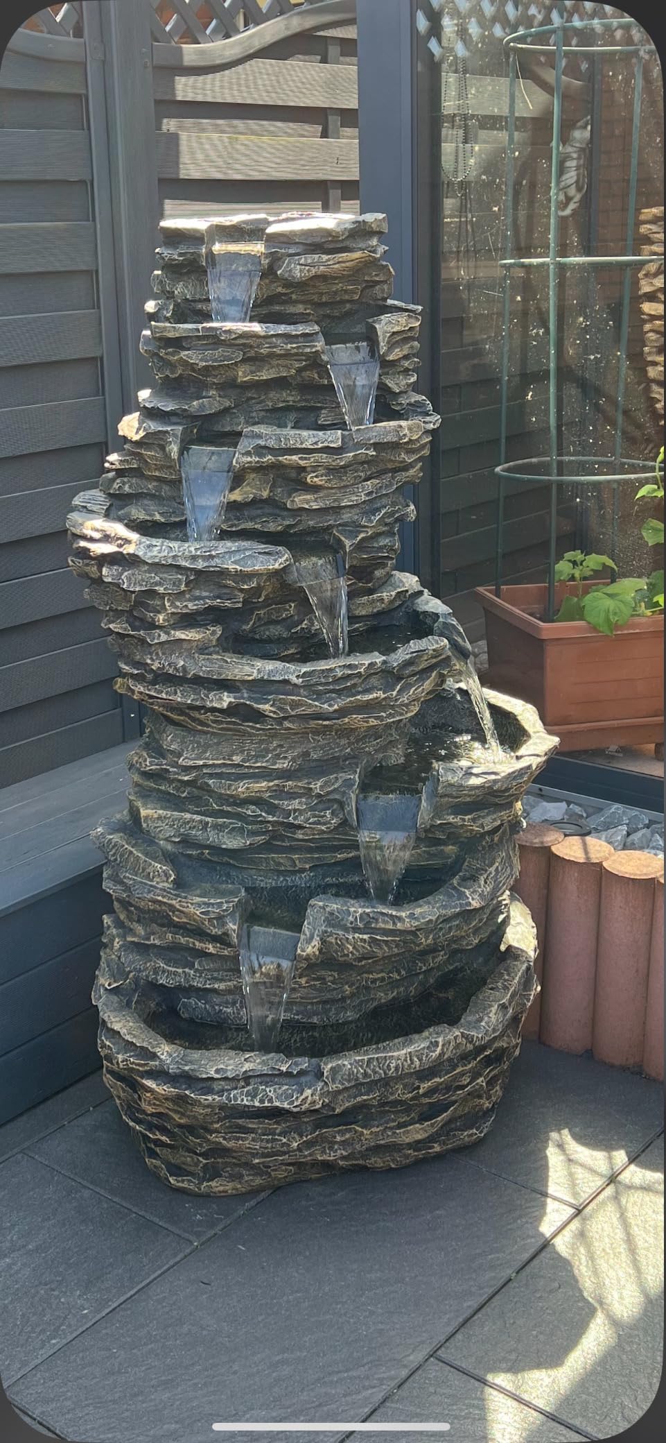Dehner Torino Gartenbrunnen LED Polyresin 144 cm