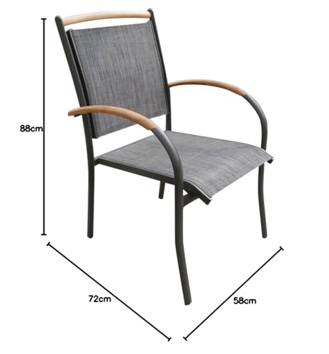 Dehner Calais Stapelstuhl anthrazit Teak Textilene stapelbar