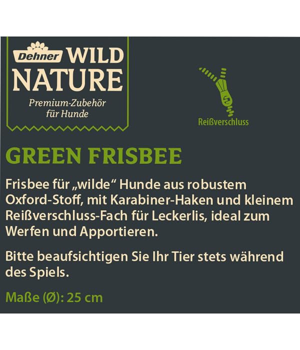 Dehner Wild Nature Green Frisbee Hundespielzeug grün Ø 25 cm mit Fach