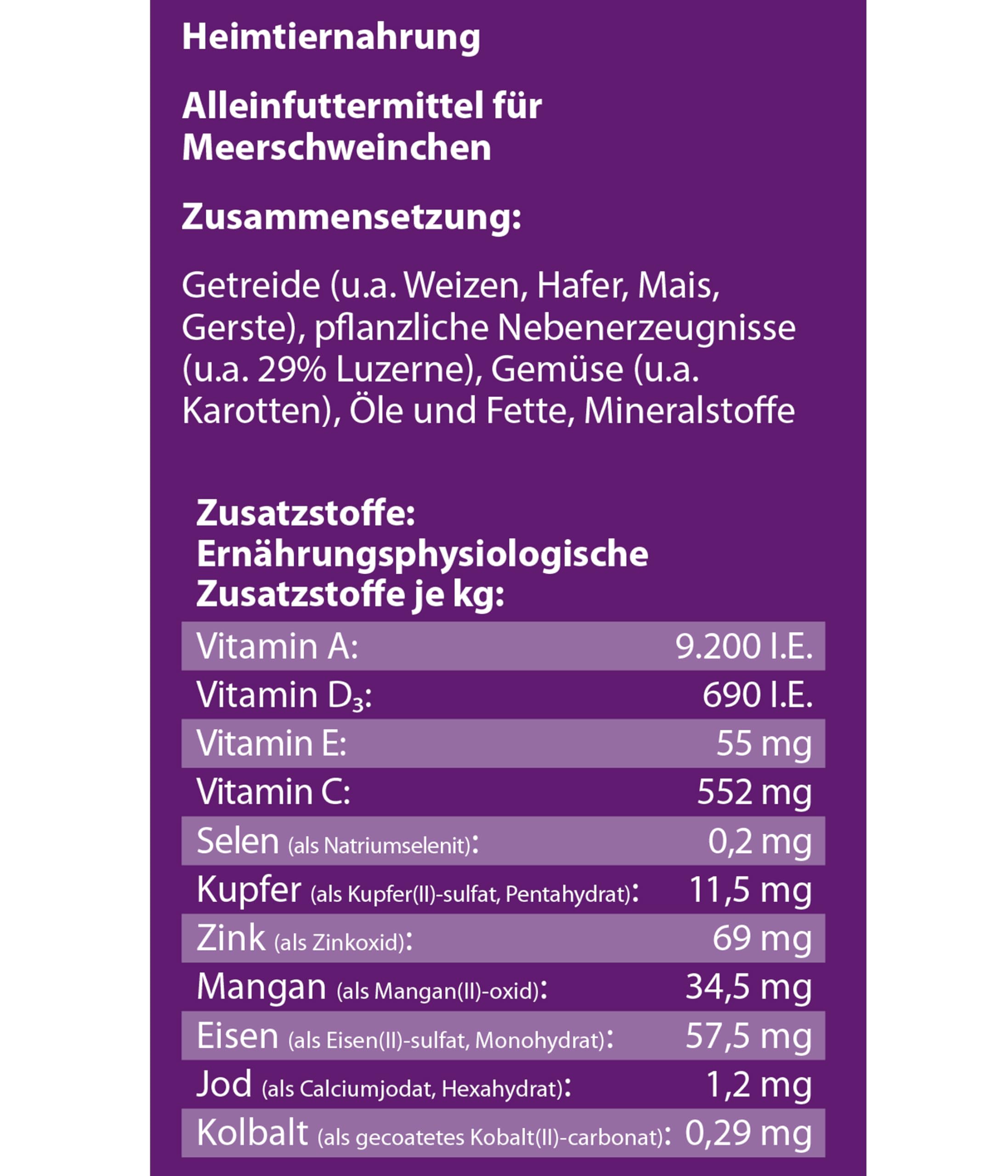 Dehner Lieblinge Meerschweinchenfutter 5 kg ohne Zucker