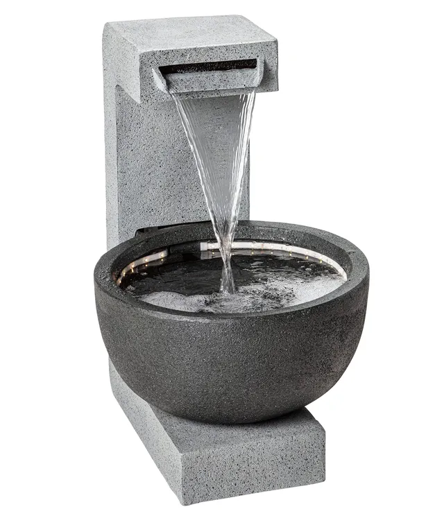 Dehner Premium Lovely Madeira Gartenbrunnen 65x43cm LED grau