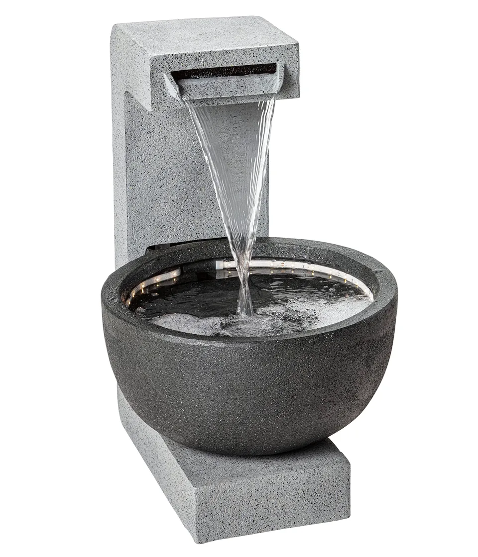 Dehner Premium Lovely Madeira Gartenbrunnen 65x43cm LED grau