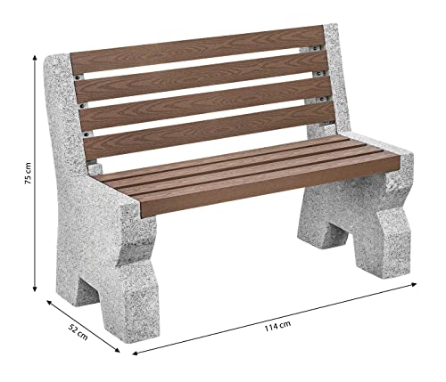 Dehner Gartenbank 2-Sitzer grau braun 114x75x52 cm Granit