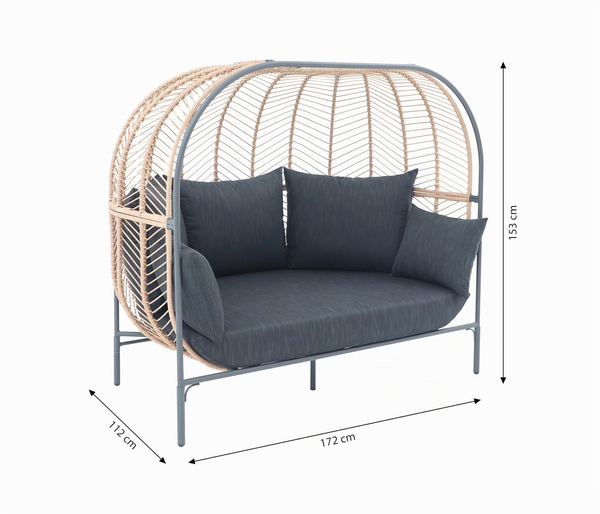 Dehner Venezia Daybed Outdoor dunkelgrau 172 cm