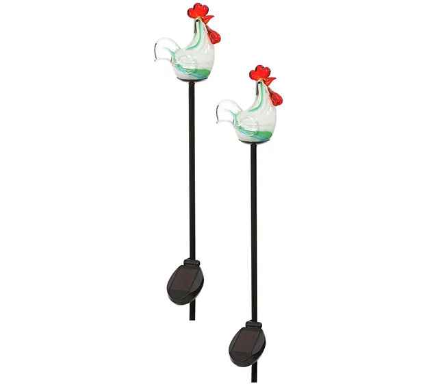 Dehner Premium Gockel Solar Dekostab weiß 2 Stück 130 cm