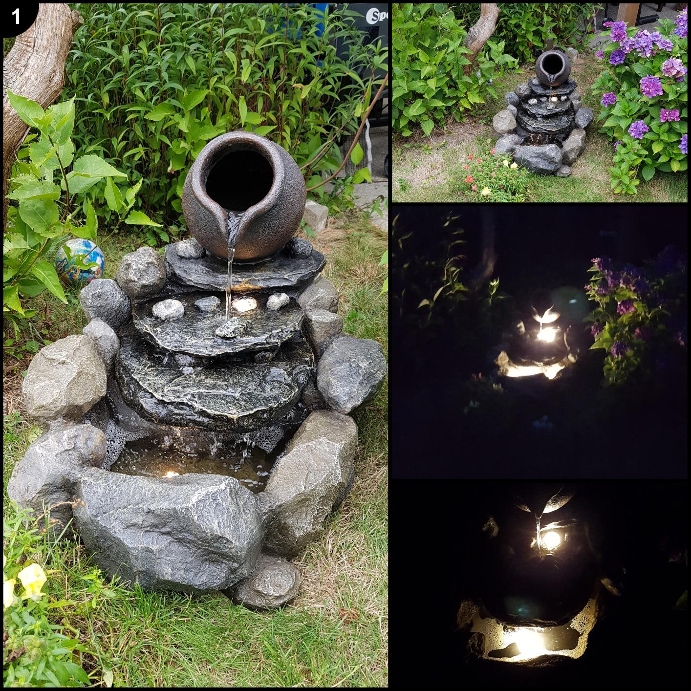 Dehner Premium Lovely Florero Gartenbrunnen LED Polyresin 6L
