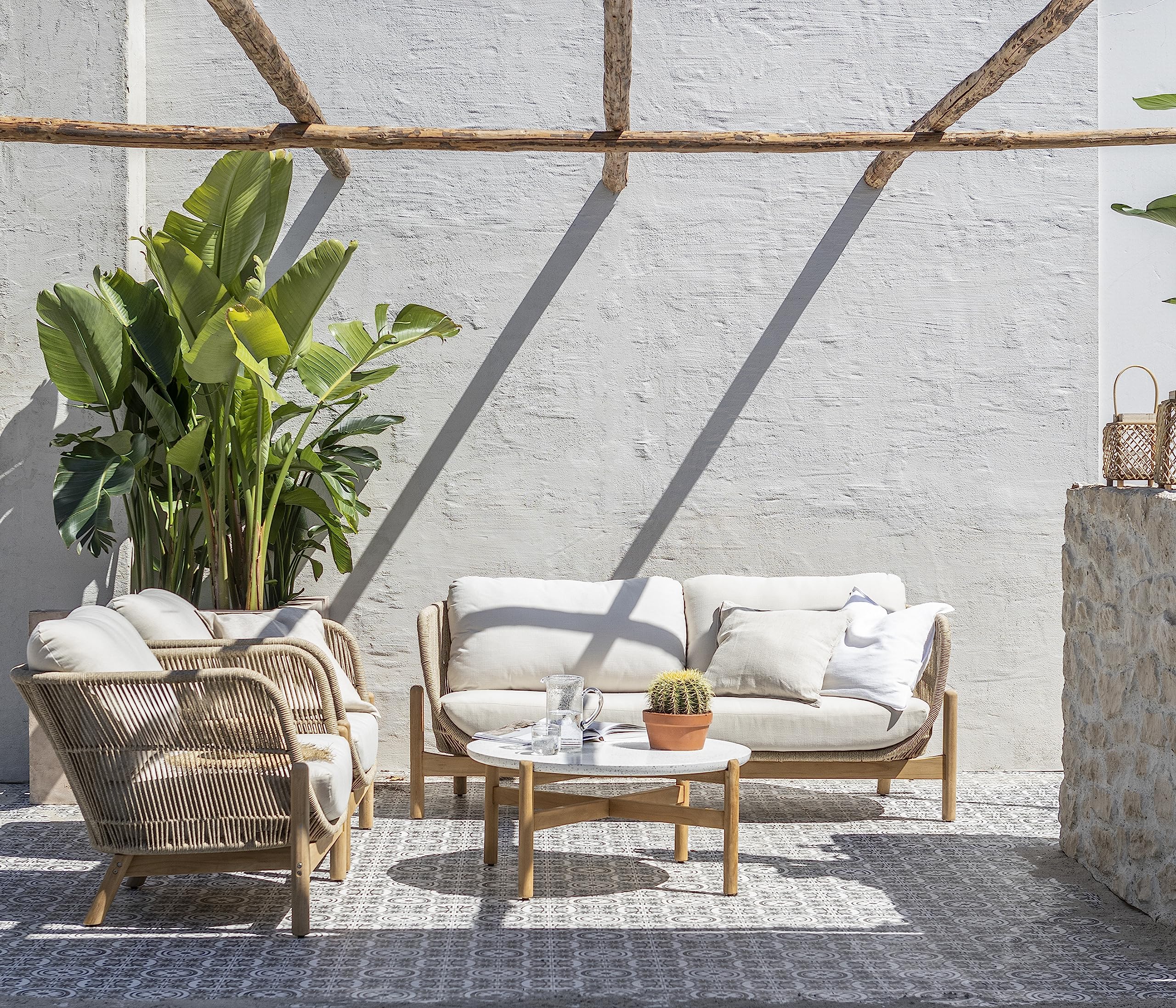 Dehner Portofino 2-Sitzer Gartensofa Teak Natur