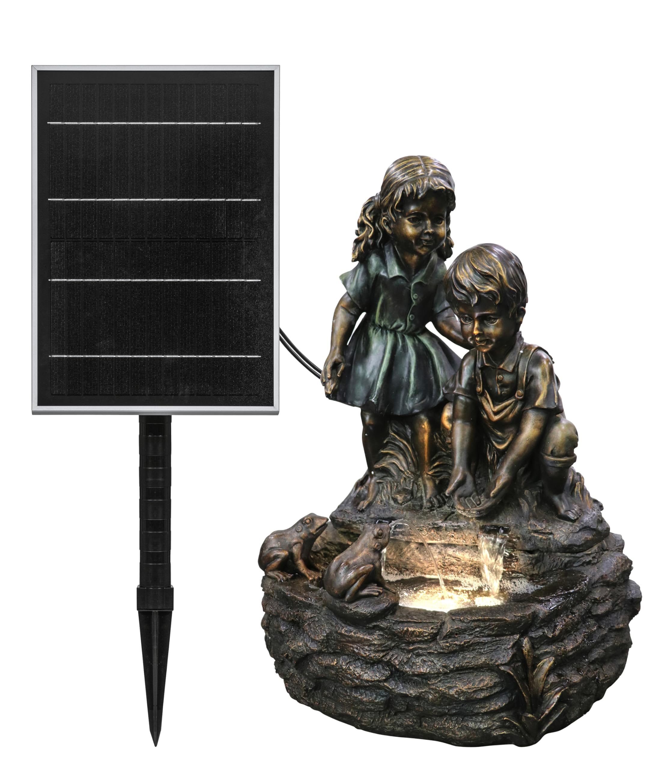 Dehner Amici Gartenbrunnen Solar LED Polyresin bronze