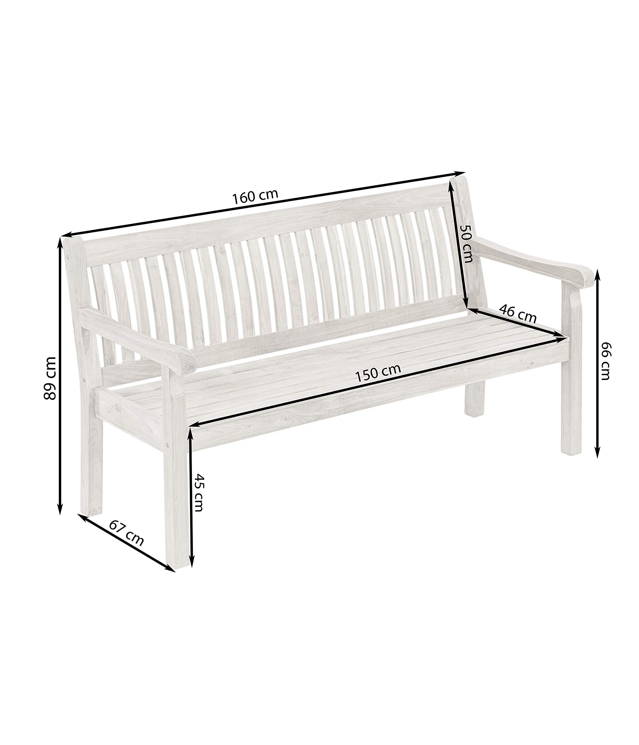Dehner Havanna Gartenbank natur 160x67x89 cm Teak 3-Sitzer