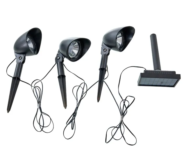 Dehner Solarspot LED-Spot 3er-Set schwarz Kunststoff
