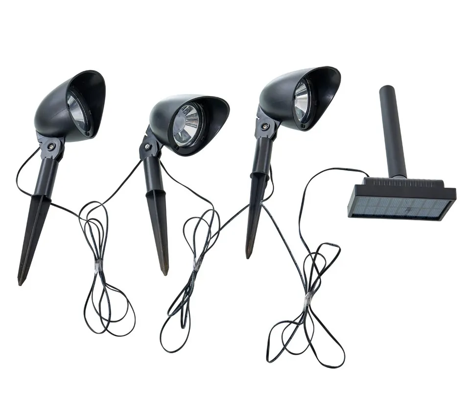 Dehner Solarspot LED-Spot 3er-Set schwarz Kunststoff
