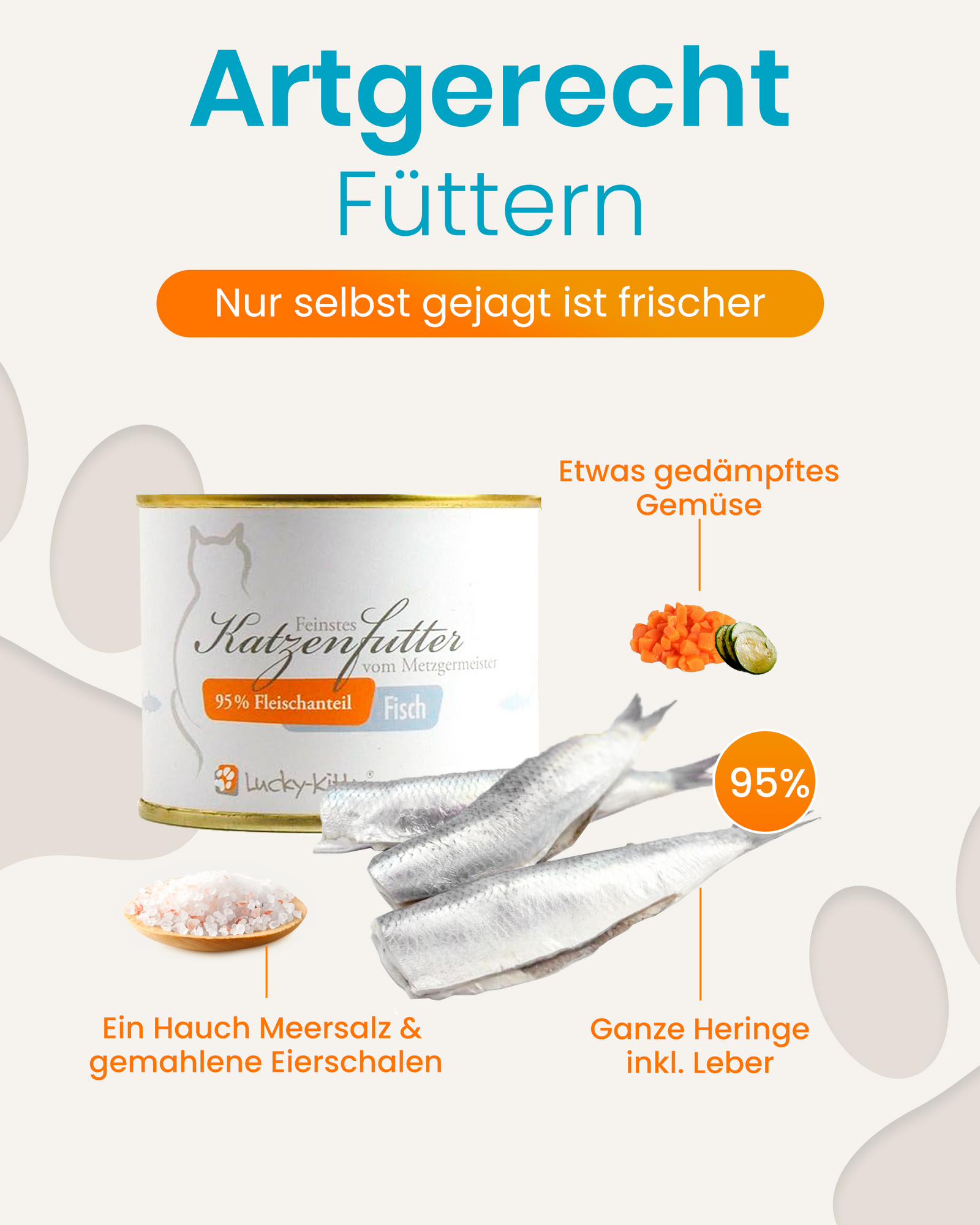 Lucky-Kitty Fisch Premium Hering Nassfutter 1 x 200g getreidefrei