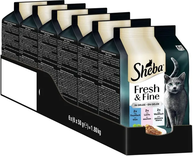 Sheba Fresh Fine Thunfisch Lachs Nassfutter 36x50g Gelee