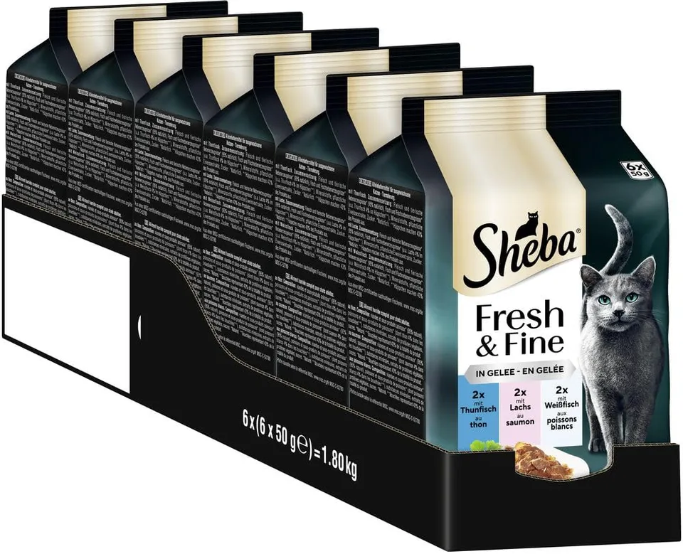 Sheba Fresh Fine Thunfisch Lachs Nassfutter 36x50g Gelee