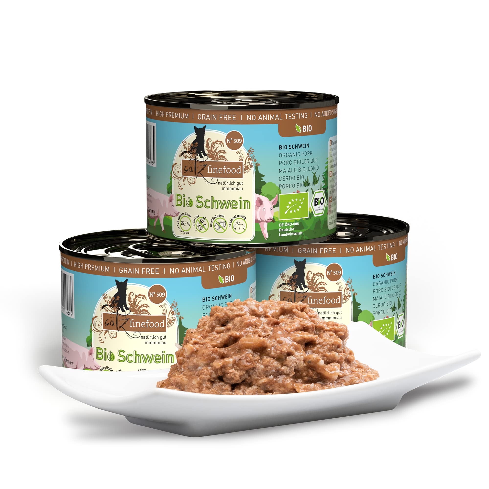 catz finefood Bio N° 509 Nassfutter Schwein 6x200g getreidefrei