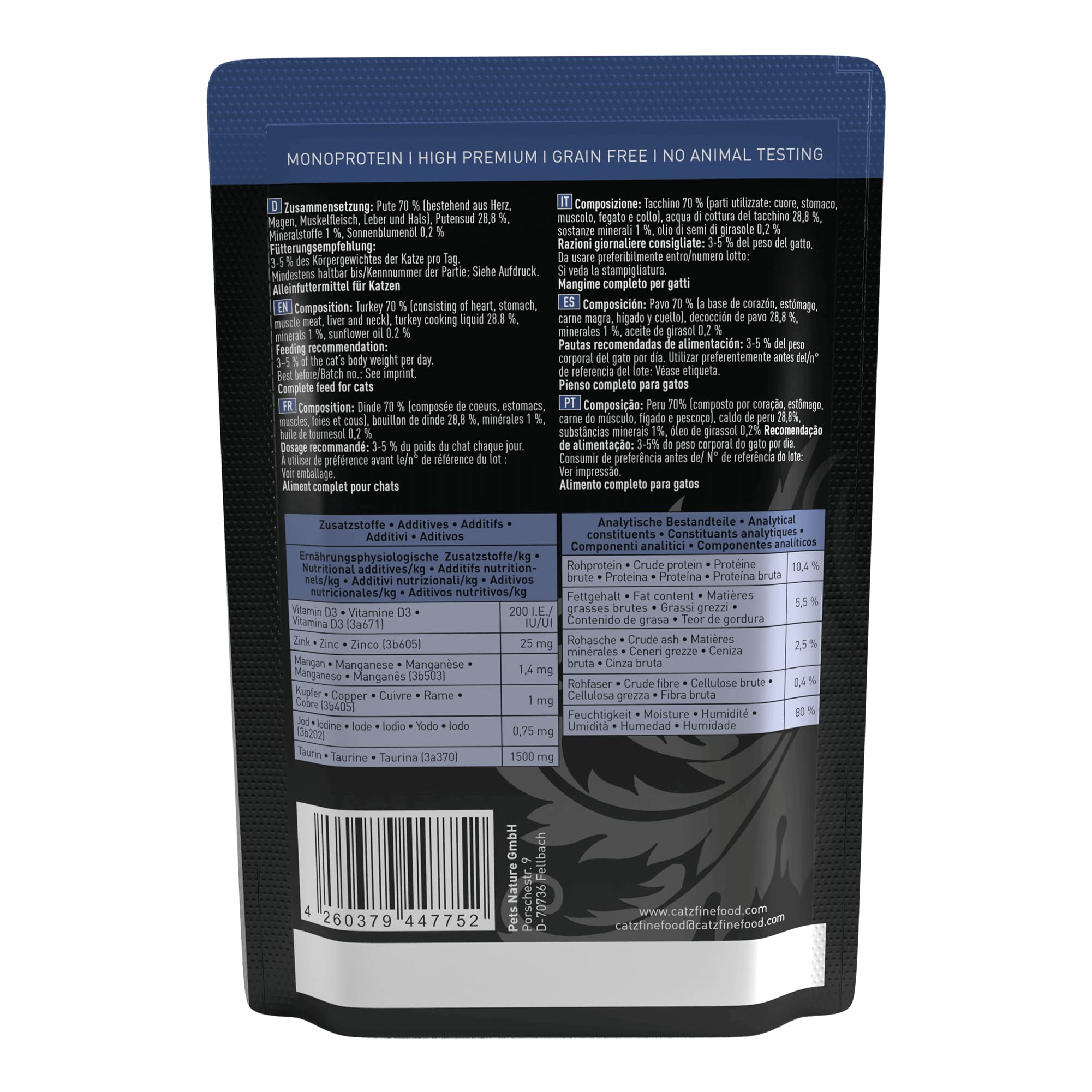 catz finefood Purrrr N°117 Nassfutter Pute 16x85g Monoprotein