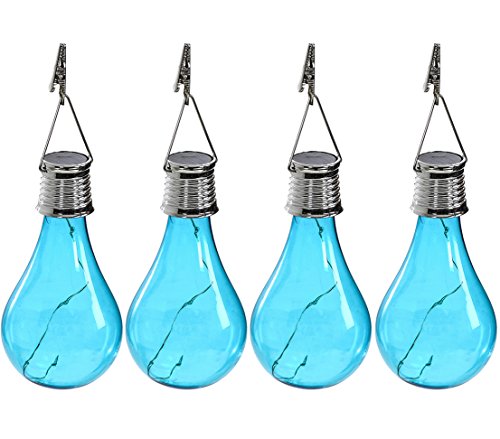 Dehner Solar-Glühbirne 4er Set Glas blau D7cm