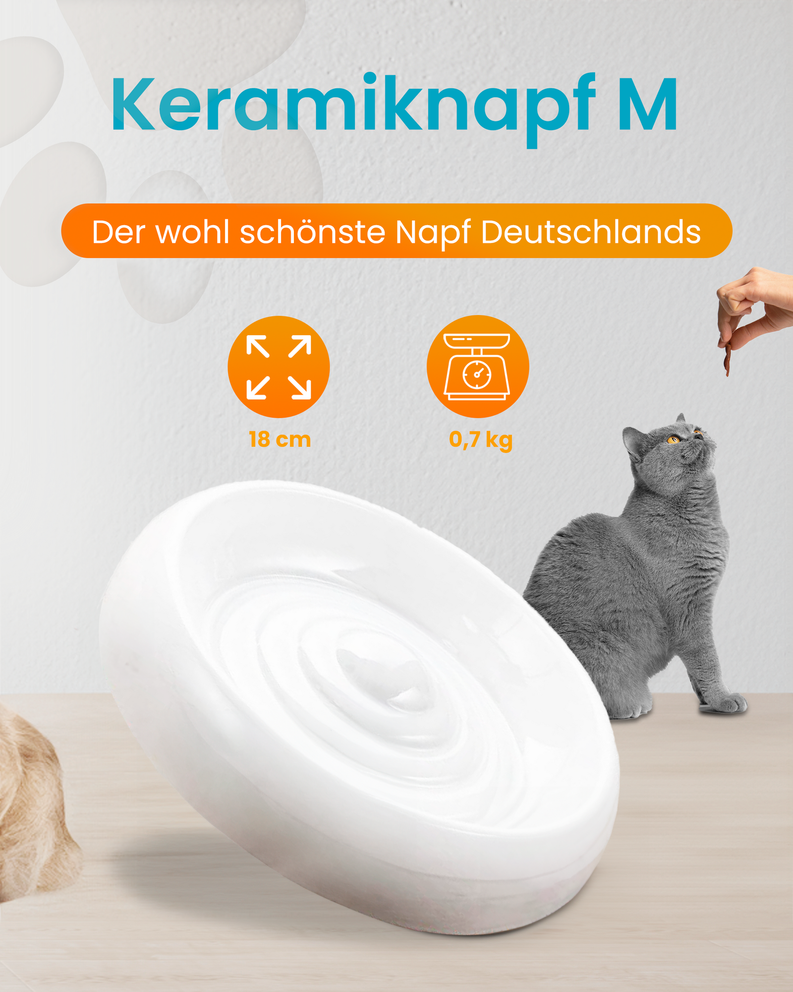 Lucky-Kitty Katzennapf Keramik Futternapf M 18cm schnurrhaar