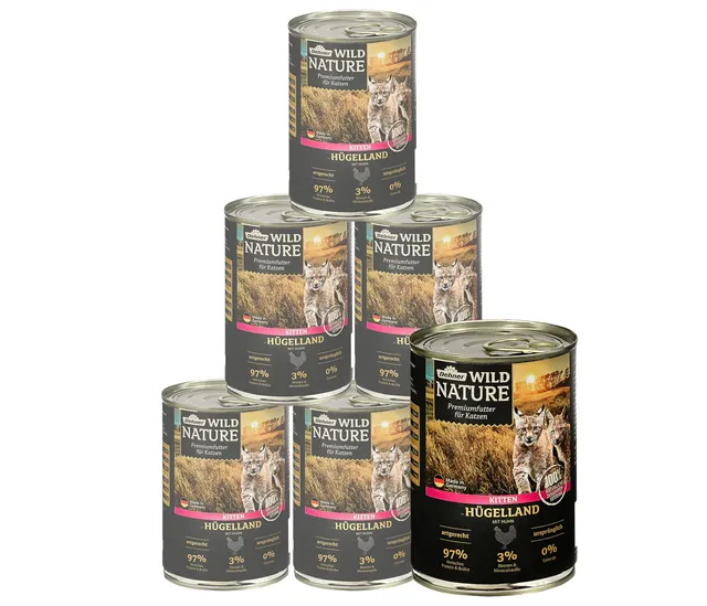 Dehner Wild Nature Hügelland Kitten Nassfutter 6x400g Huhn