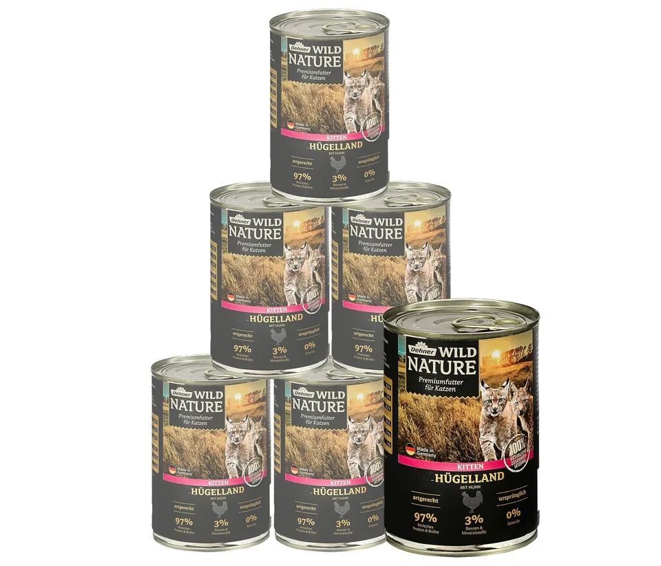 Dehner Wild Nature Hügelland Kitten Nassfutter 6x400g Huhn