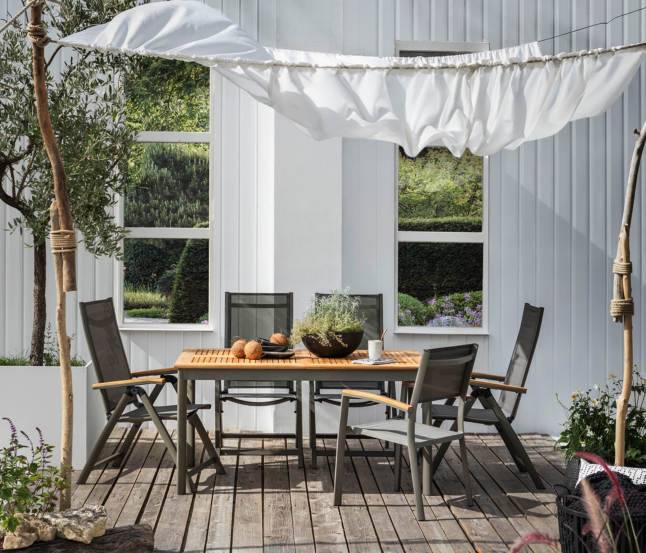 Dehner Colmar Relaxsessel klappbar 110x59x73 Teak anthrazit