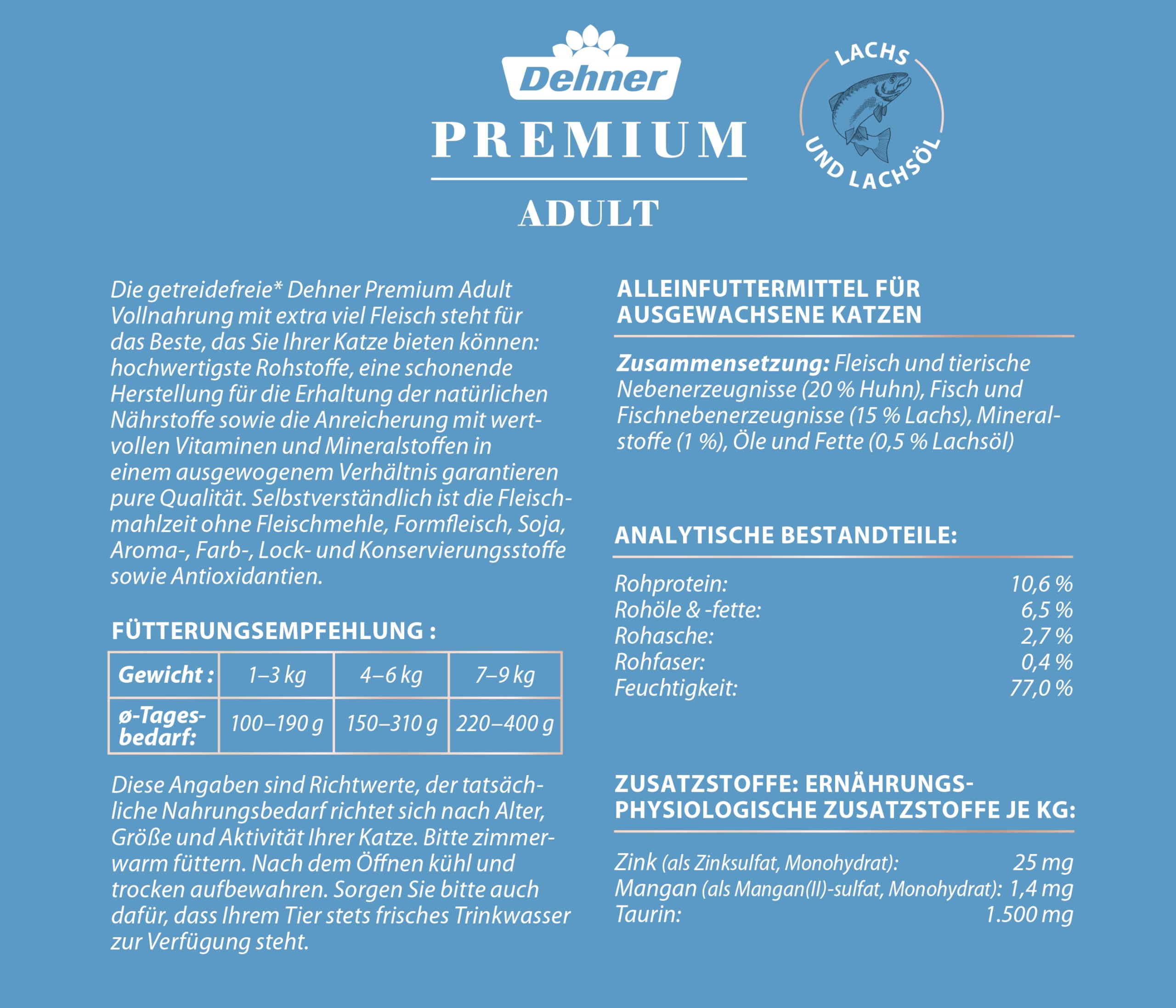 Dehner Premium Adult Nassfutter Lachs 6x400 g getreidefrei