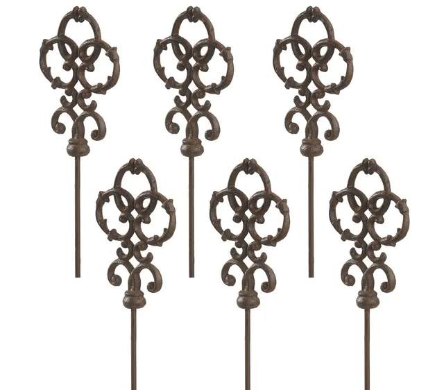 Dehner Lovely Ornament Kreis Gartenstab Gusseisen 6 Stück edelrost