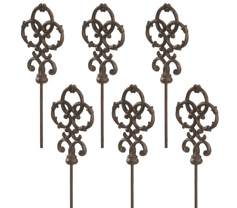 Dehner Lovely Ornament Kreis Gartenstab Gusseisen 6 Stück edelrost