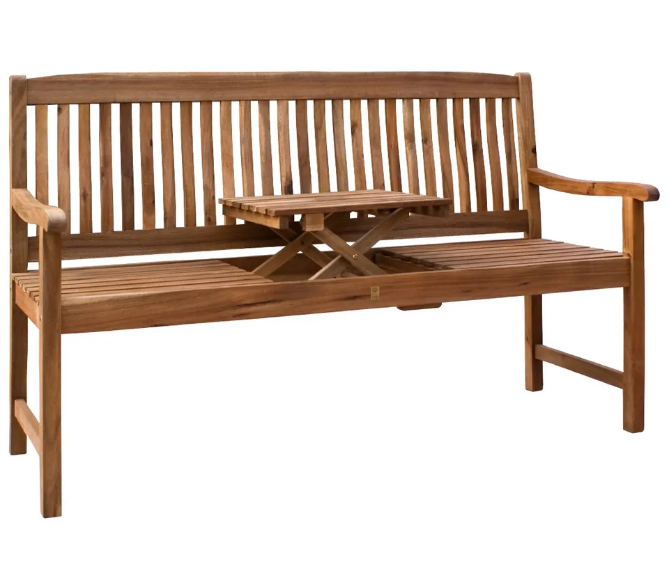 Dehner Oslo Gartenbank 3-Sitzer 150 cm Akazie Tisch