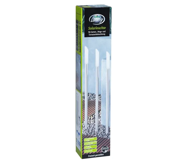 Dehner Premium Lovely Solar Stableuchten Gartenleuchten 3er Set 90cm silber