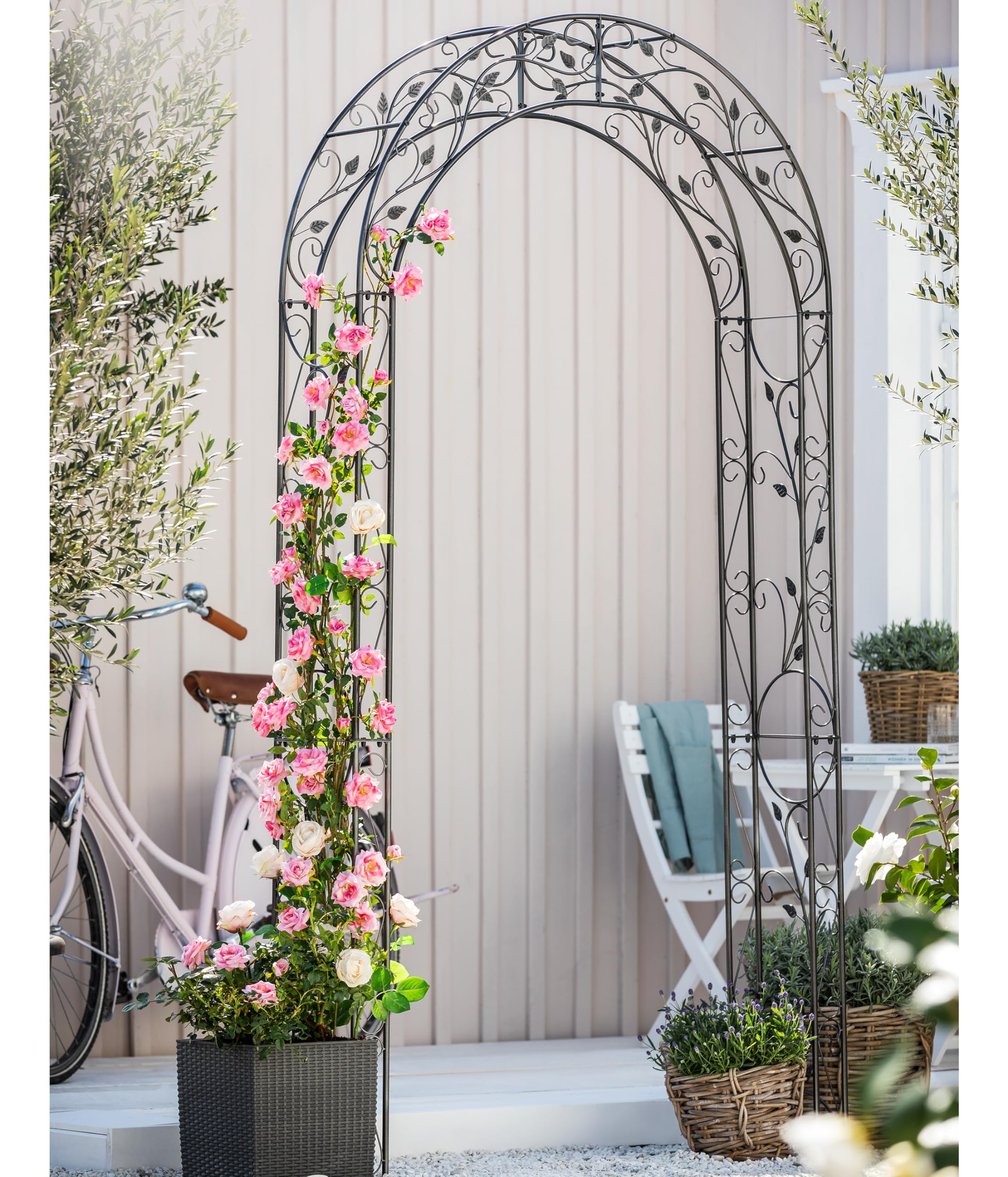 Dehner Cornwall Rosenbogen Metall 236x118cm dunkelgrau