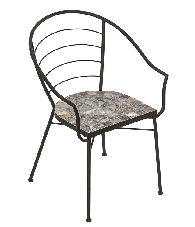Dehner Grazia Gartenstuhl Mosaik Eisen 84 cm braun pflegeleicht