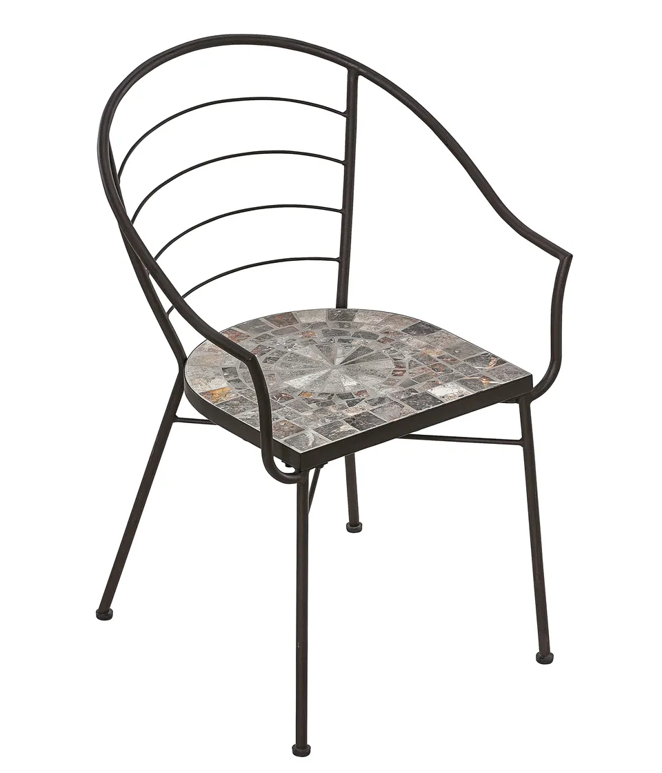 Dehner Grazia Gartenstuhl Mosaik Eisen 84 cm braun pflegeleicht