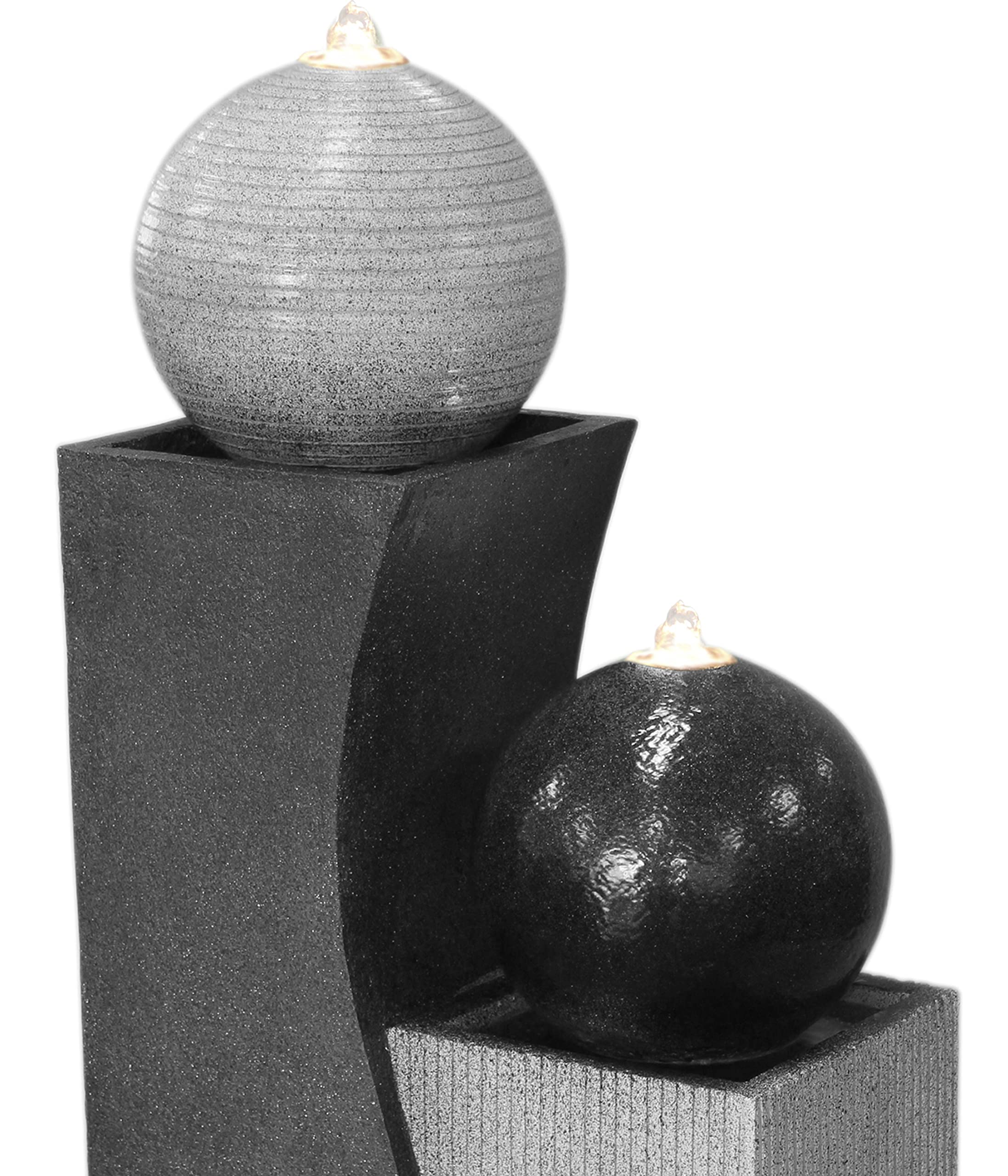 Dehner Ying Yang Gartenbrunnen 94 cm grau LED